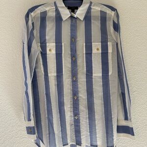 J. Crew Blue and White Striped Button Down Shirt